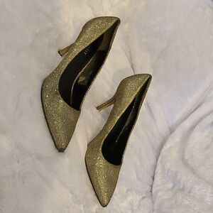 Nine West Gold Glitter Heels